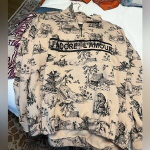 Ell and Emm quarter zip toile print